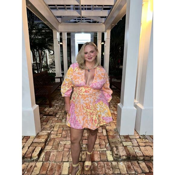 DEREK LAM 10 CROSBY X RTR Multicolor Floral Hourglass Cutout Mini Dress Size 46 - Picture 12 of 15